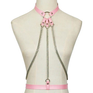Ladies Leather Straps Body Suspenders with Chains / Fetish Styled Body Harness Accessories - EVE's SECRETS